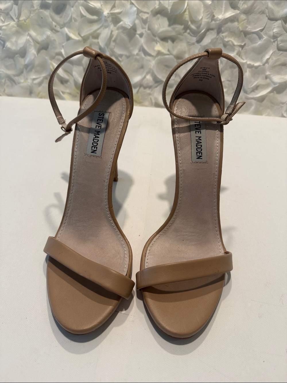 Steve Madden Nude/Tan Single-Strap Ankle-Strap Heels